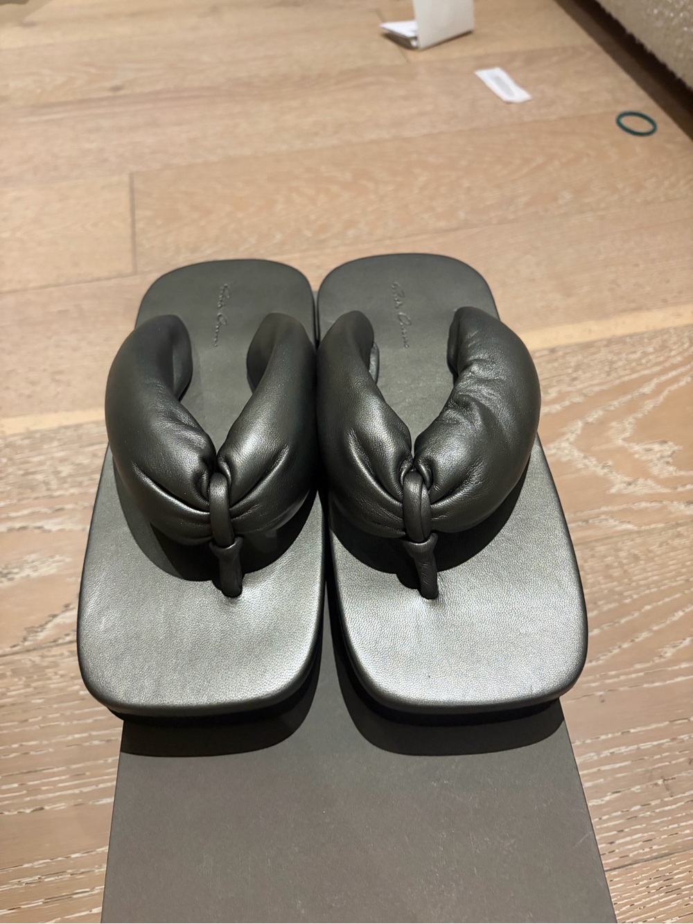 Rick Owens Black Padded Thong Sandals - Picture 3 of 5